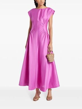 Acler Fuchsia Cutout Gathered-Waist Maxi Dress